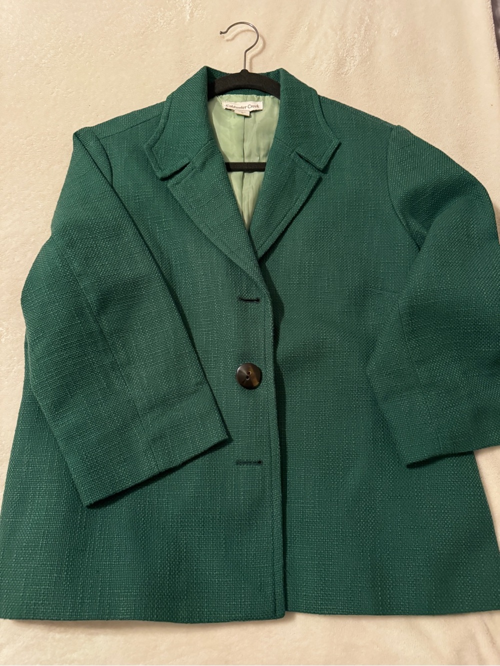 Coldwater Creek Women's Emerald Green Textured Blazer Coat